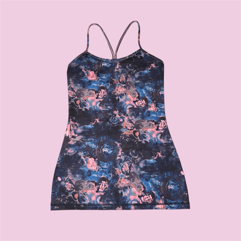 lululemon athletica Blue and Pink Floral Tank Top